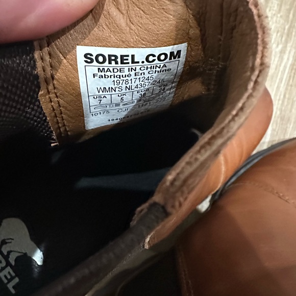 Sorel Women's Joan of Arctic Ankle Wedge III Chelsea boots in Brown Leather SZ 7 - Picture 6 of 7